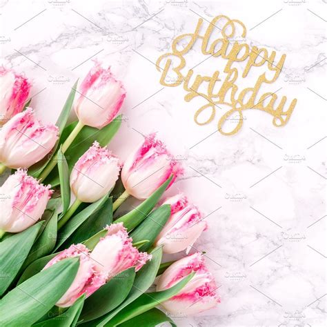 Pink tulips and Happy birthday sign | Pink tulips, Happy birthday signs ...