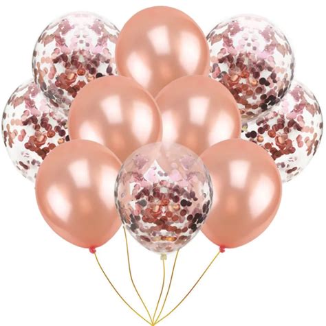 10pcs Mix Rose Gold Confetti Latex Balloons Pink 12 Inches Party ...