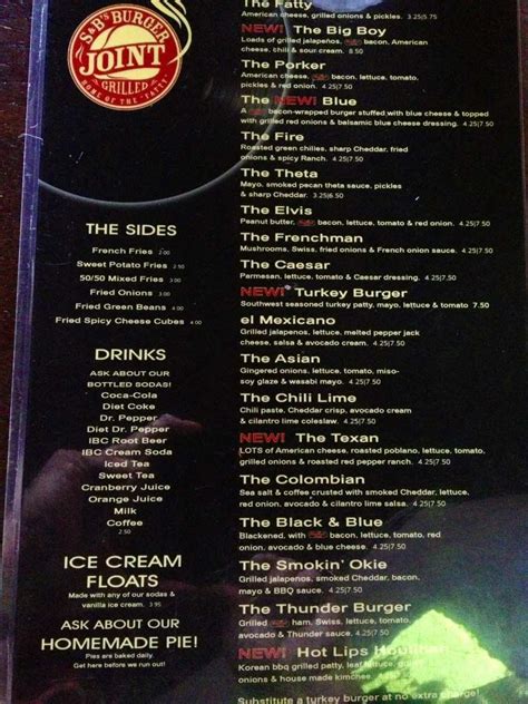 S & B's Burger Joint Menu - Urbanspoon/Zomato