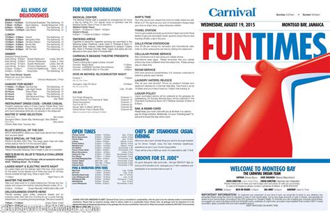 Carnival Dream FunTimes Daily Itinerary – cruise with gambee