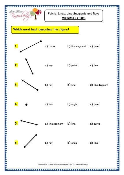 Grade 3 Maths Worksheets: (14.1 Geometry: Points, Lines, Line Segments ...