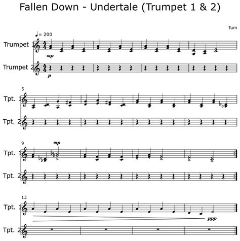 Fallen Down - Undertale (Trumpet 1 & 2) - Sheet music for Trumpet