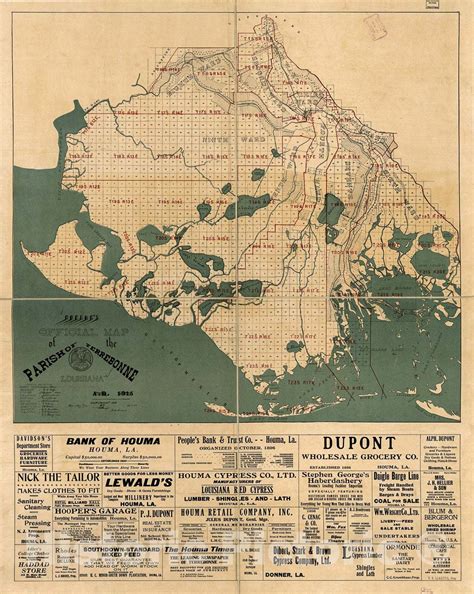 Historic 1916 Map - Bocage's Official map of The Parish of Terrebonne ...