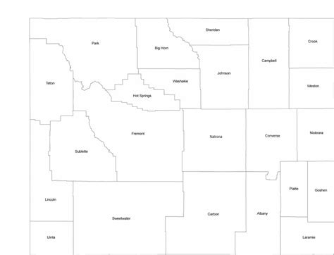 Wyoming County Map with County Names Free Download