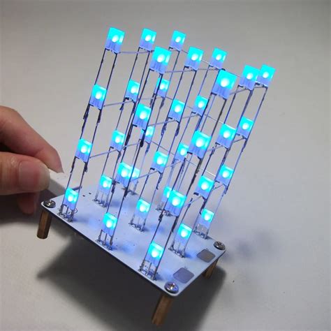 DIY Electronic LED Display Kit 3*3*4 Color 40pcs LEDs Light Cube Sound ...