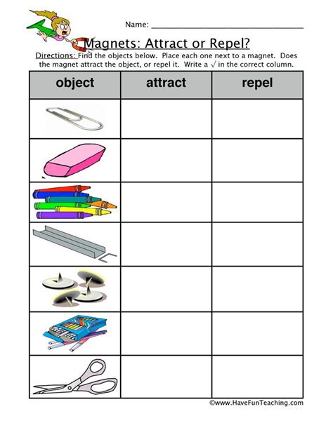 Classroom Objects Magnet Attraction Worksheet - Have Fun Teaching ...