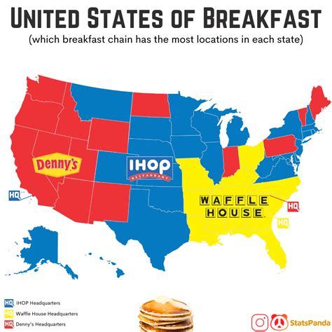 [OC] Breakfast Chain With The Most Locations In Each State : r/wafflehouse