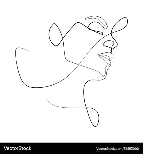 Beautiful female face line art drawing Royalty Free Vector