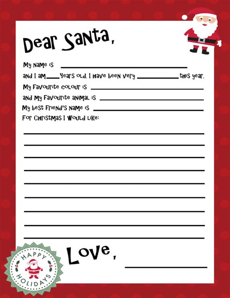 Free Printable Santa Letter Template - Frugal Mom Eh!