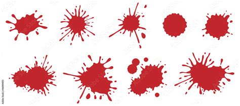 Blood Red Splatter Clipart Set Stock Vector | Adobe Stock