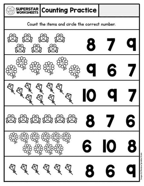 kindergarten counting worksheets superstar worksheets - kindergarten ...