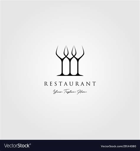 Minimalist three glass logo restaurant design Vector Image