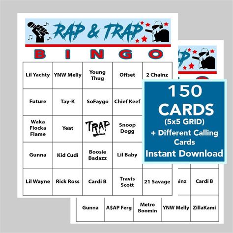 Rap Music, Trap Music, Rap and Trap Bingo, Music Games, Rap and Trap ...