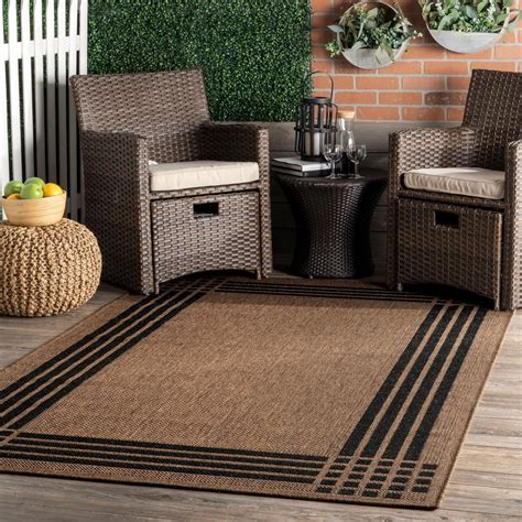 nuLOOM Gigi Striped Border Indoor/Outdoor Area Rug, 8' x 10', Brown ...