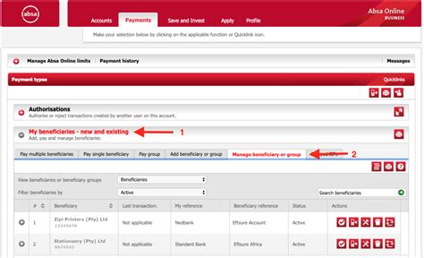 ABSA Online Enterprise Banking Beneficiary Export – Eftsure Africa