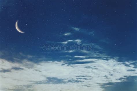 Night Sky and Moon, Stars, Ramadan Kareem Celebration Stock Photo ...