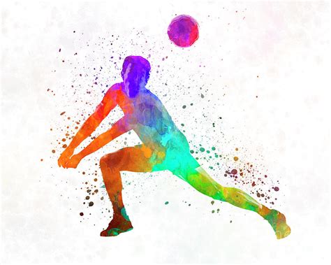 Volley ball player man 03 in watercolor Painting by Pablo Romero | Fine ...