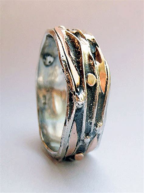 Silver and Gold Wide Band Silver and Gold Ring 14kt Gold - Etsy