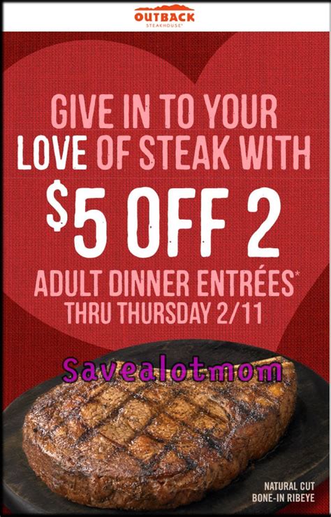 Outback Steakhouse $5 off Coupon and Valentine Meal Offer! | Save A Lot ...