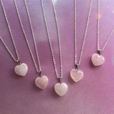 Pale Rose Quartz Heart necklace small 18mm on your choice of | Etsy