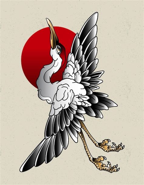 Premium Vector | Crane japanese tattoo old school