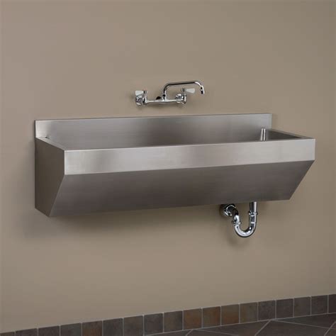 47" Stainless Steel Single-Well Angled Front Wall Mount Commercial Sink ...