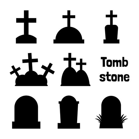 Tombstone silhouette collection for Halloween 1828701 Vector Art at ...