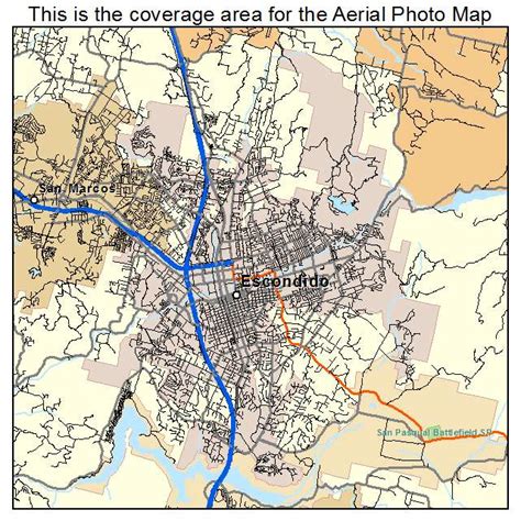 Aerial Photography Map of Escondido, CA California