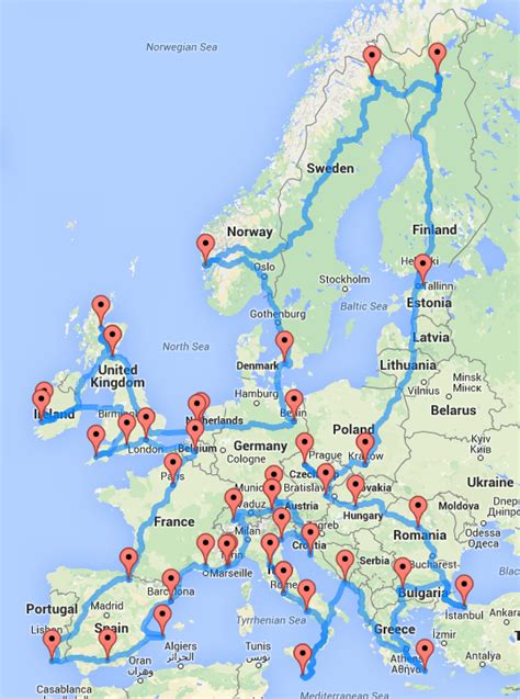 Europe Map Road Trip - Gretel Hildagarde