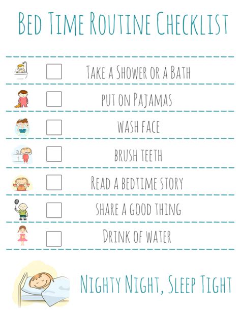 Bed Time Routine Checklist: Free Printable - MomDot