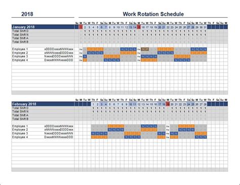 Download the Rotation Schedule for Multiple Employees from Vertex42.com ...