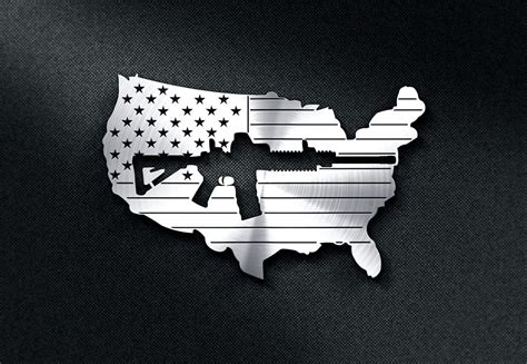 US Flag with a Gun Cut out DXF File Free Download - 3axis.co