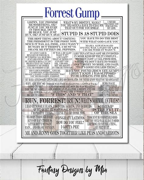 Forrest Gump Movie Quotes Print // Typography Print // Movie Quotes ...