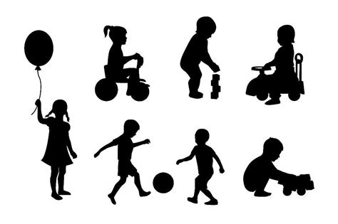 silhouettes of children playing | Kids silhouette, Kids playing ...