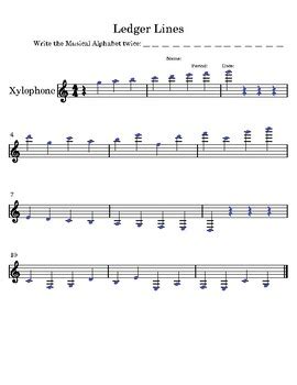 Treble Clef Ledger Lines Worksheet by Maestra de Musica | TPT