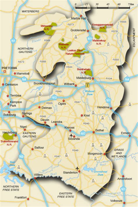 Map of Highveld and Cosmos - Highveld and Cosmos map, South Africa