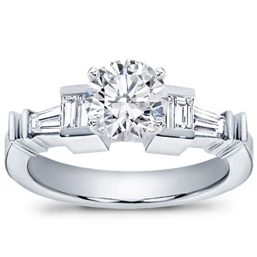 Baguette Engagement Setting in 14K White Gold | R2378 | Adiamor