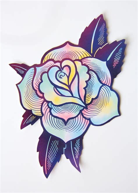 Large Psychedelic Tattoo Rose Sticker | Psychedelic tattoos, Rose ...