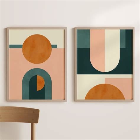 Set of 2 Prints, Minimalist Art, Geometric Printable Art, Abstract ...