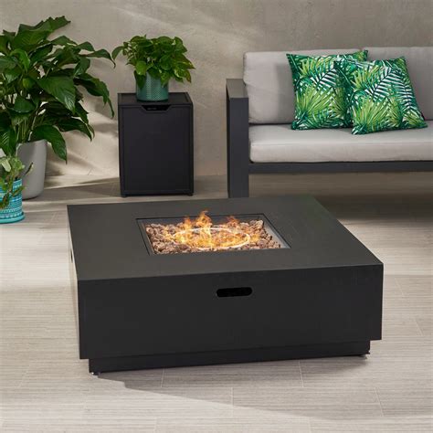 Outdoor Dark Gray Finish Iron 40 Inch Square Fire Pit - 50,000 BTU - N ...