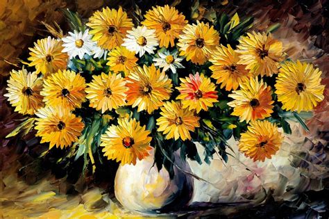 Yellow Daisy Oil Painting - Decorative | OshiPrint.in