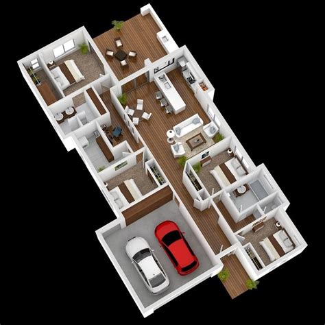 50 Four “4” Bedroom Apartment/House Plans - Architecture & Design | 4 ...