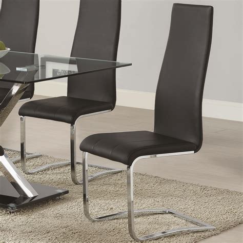 Black Leather Dining Room Chairs - Mimi Saddle Black Leather Dining ...