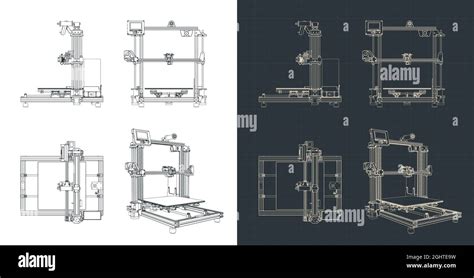 Stylized vector illustration of blueprints of 3D printer Stock Vector ...