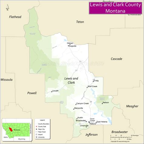 Map of Lewis and Clark County, Montana - Where is Located, Cities ...