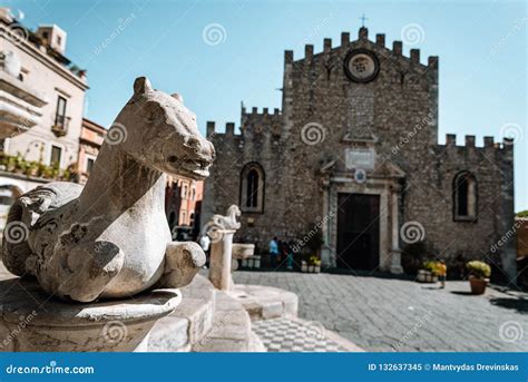 TAORMINA, SICILY / ITALY - OCTOBER 1, 2018: Cathedral of Taormina City ...