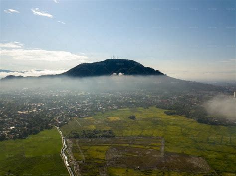 Aerial View Paddy Field Is Covered By Fo - Stock Photos | Motion Array