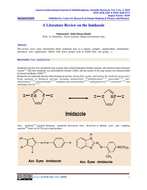 (PDF) A Literature Review on the Imidazole