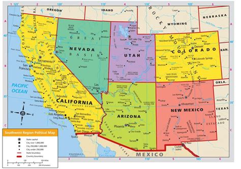 Southwest States map - Map of southwest US States (Northern America ...