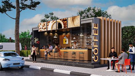 High-end outdoor coffee shop metal material retail food booth